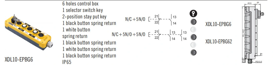 Xdl10-Epbg6 Electric Hoist Crane Pendant Push Button Switch Control Station